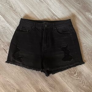 Wild Fable Target black denim high rise distressed shorts size 6 cut off